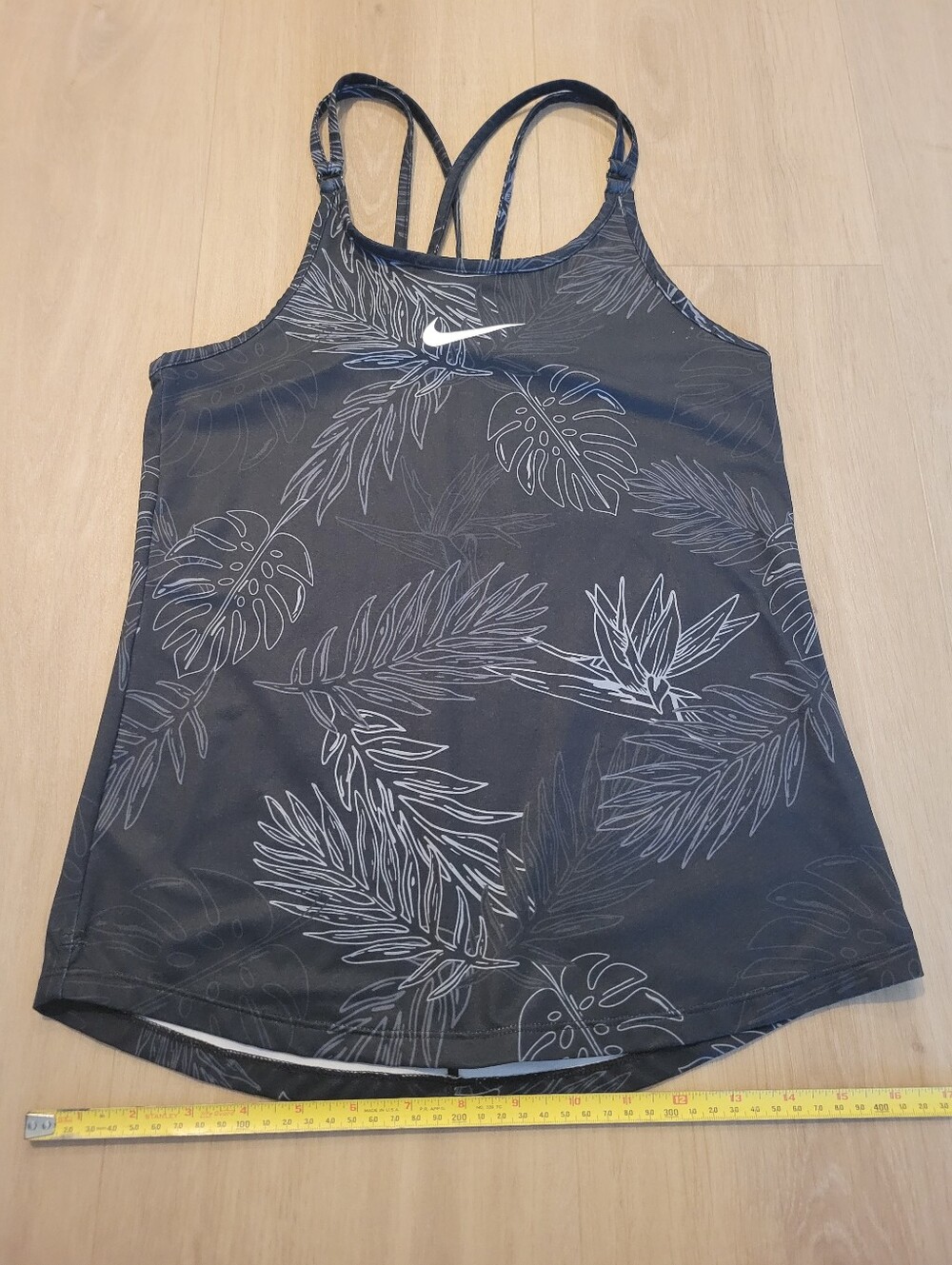 Nike Black Tropical Print Strappy Women's Tank Top Dri Fit